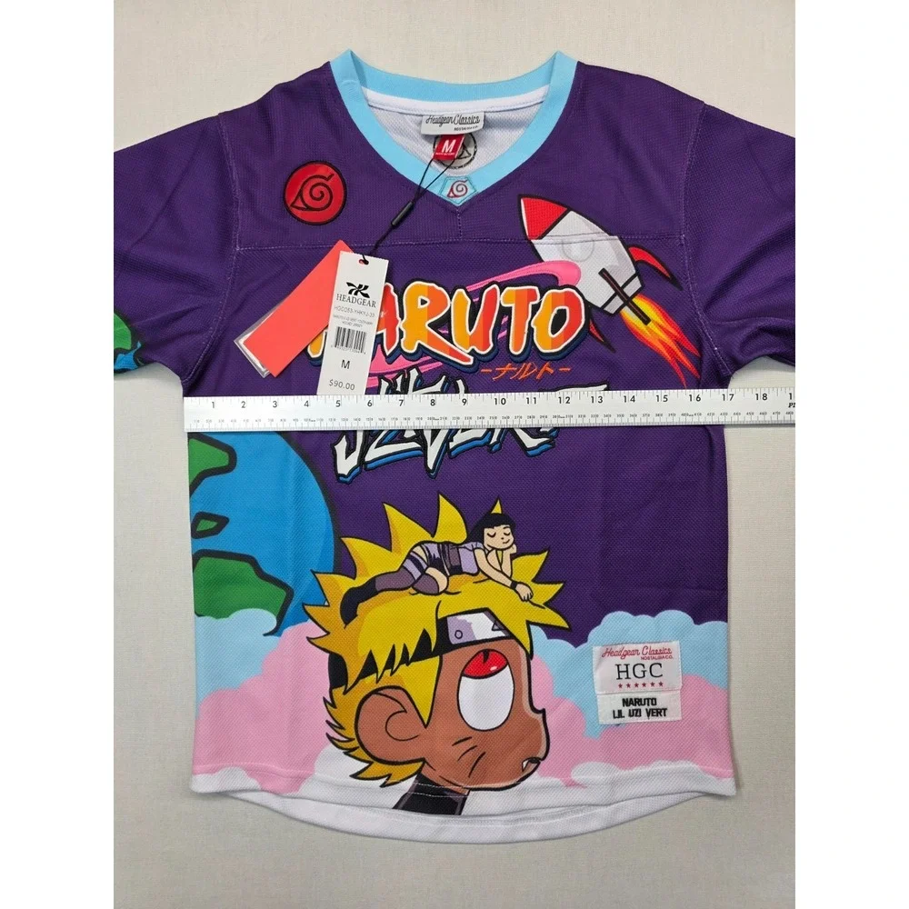 Naruto Lil Uzi Vert Jersey Youth Medium Yellow Yokai Anime Hockey Kids‎ Tee